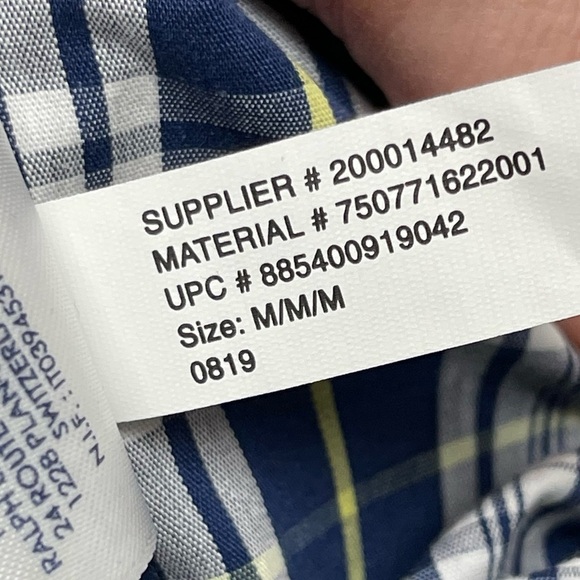 Chaps Men’s Medium Blue White Yellow Plaid Long Sleeve Button Down Stretch Shirt - Picture 8 of 10